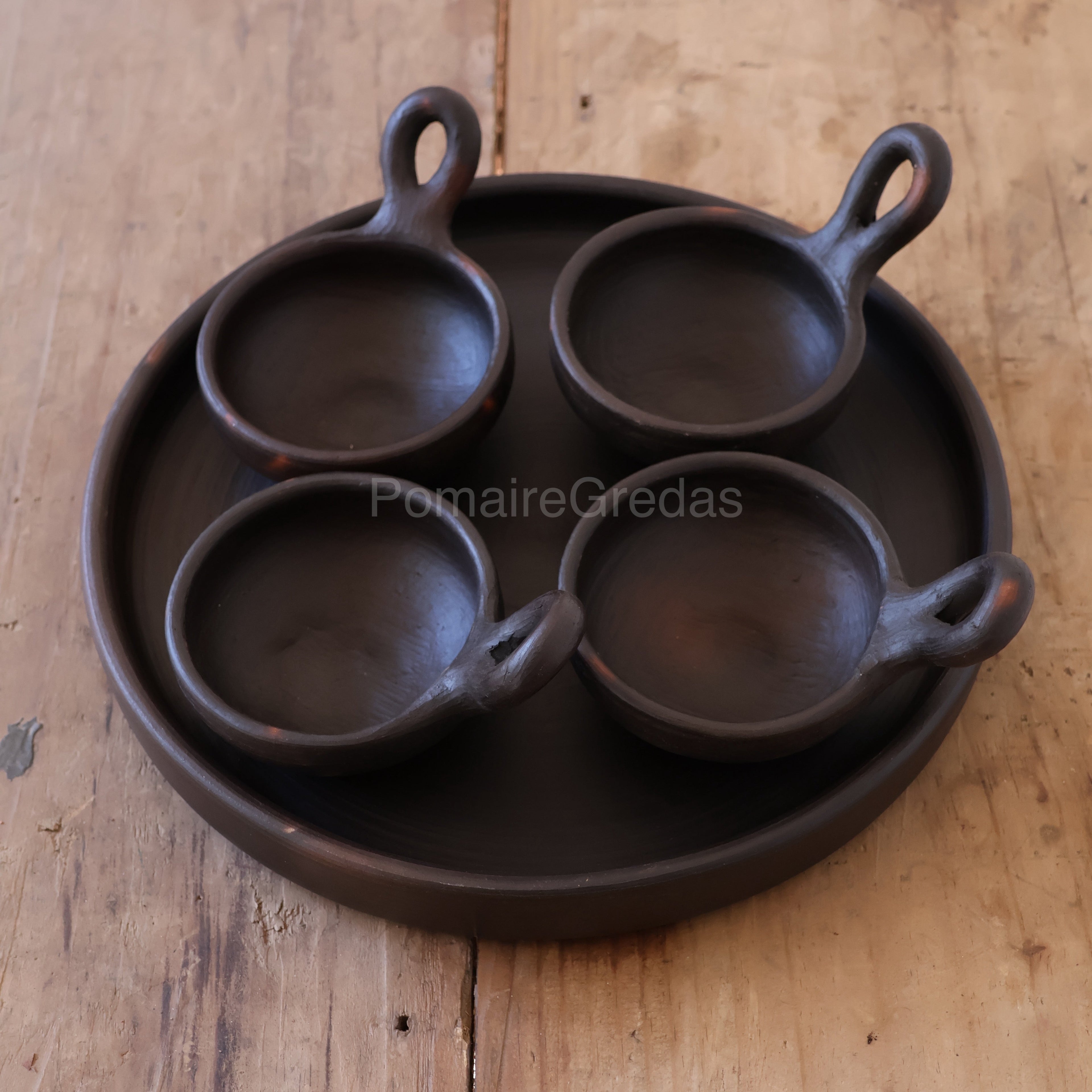 Set de plato y pocillos con asas